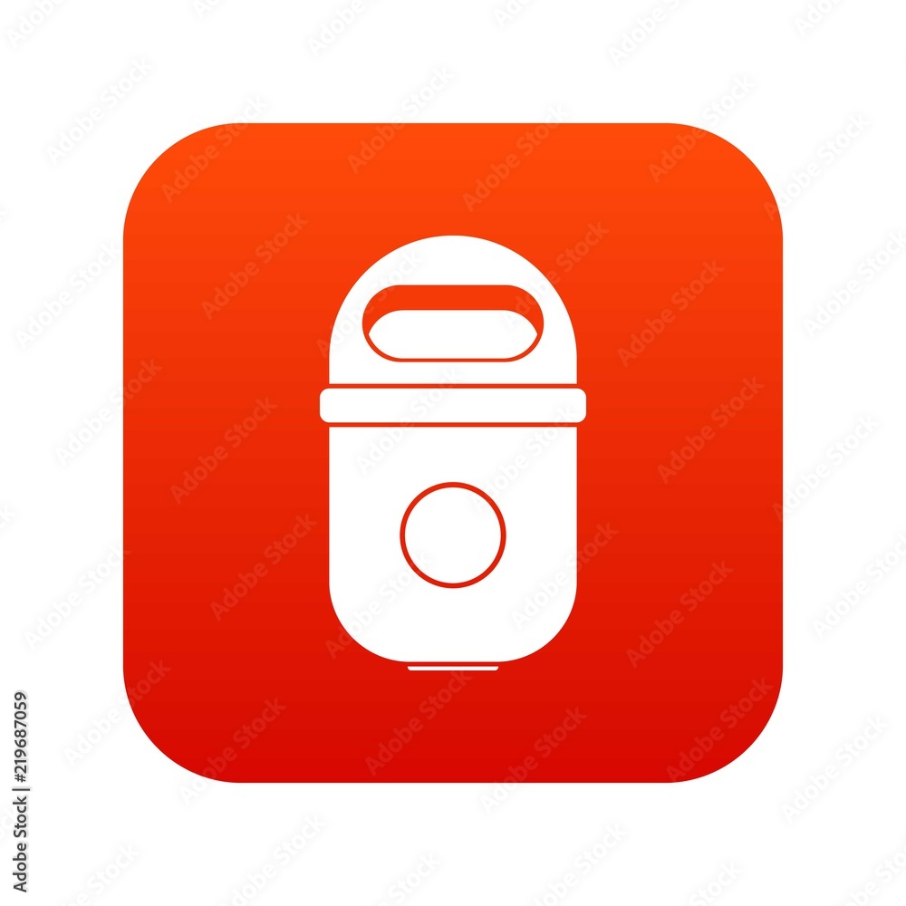 Trash can icon digital red for any design isolated on white vector illustration Trash can icon digital red for any design isolated on white vector illustration