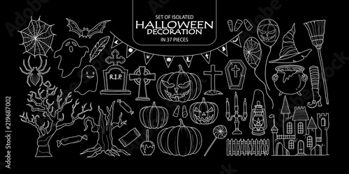 Set of isolated Halloween decoration.