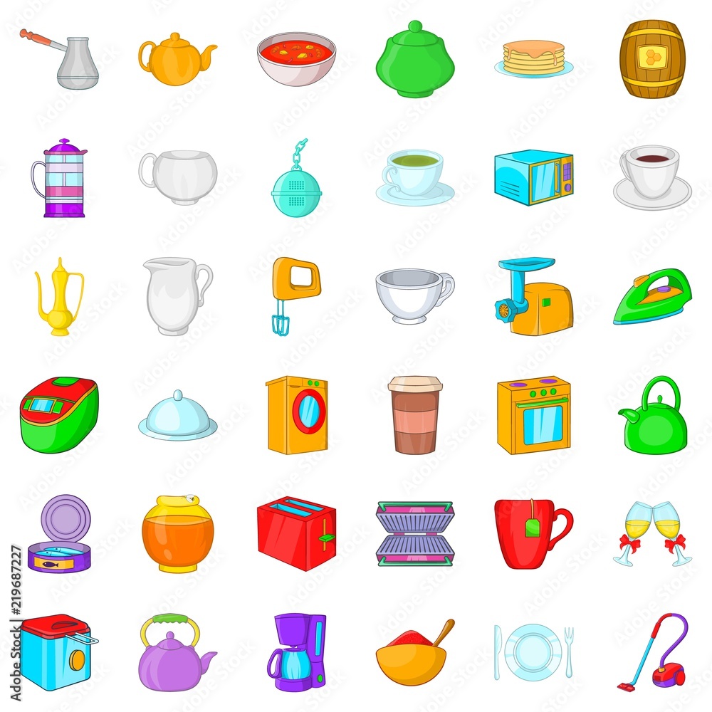 Utensil icons set. Cartoon style of 36 utensil vector icons for web isolated on white background Utensil icons set. Cartoon style of 36 utensil vector icons for web isolated on white background