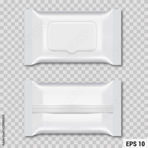 Realistic wet wipe flow packing. Vector.