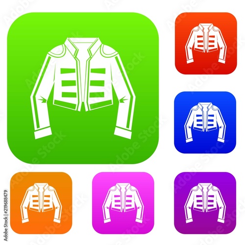 Costume of toreador set icon in different colors isolated vector illustration. Premium collection