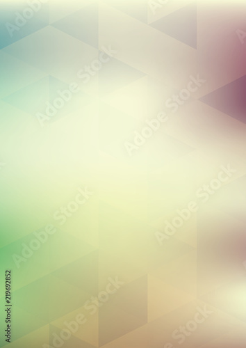 Abstract vertical faded background with transparent triangles. Backdrop for retro poster. CMYK colors