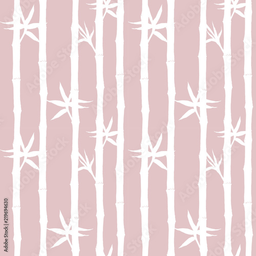 Fototapeta Naklejka Na Ścianę i Meble -  Bamboo white silhouette seamless pattern on pink