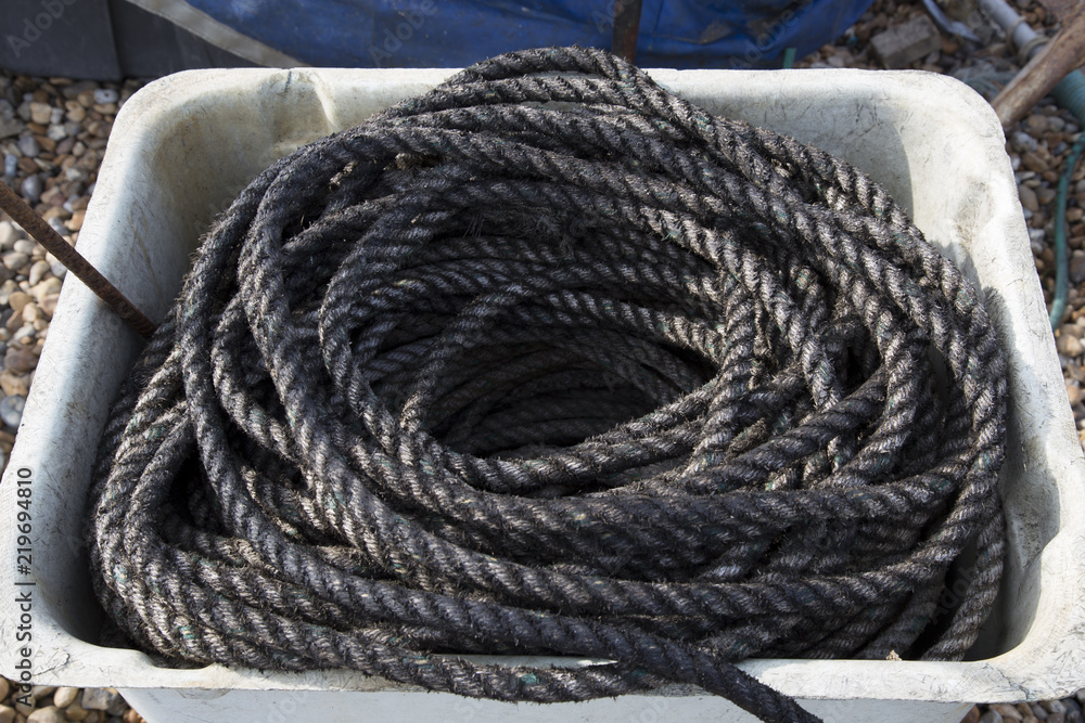 Black Rope Coiled in a box 