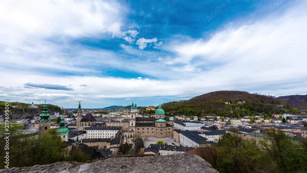 Panorama time-lapse view of the towers of Salzburg in Austria.
Panorama time-lapse view of the towers of Salzburg in Austria.
