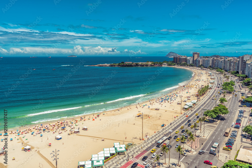 Aerial view of Copacabana Beach, Rio de Janeiro, Brazil