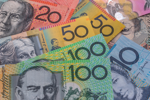 Australian dollars in rows used as background photo