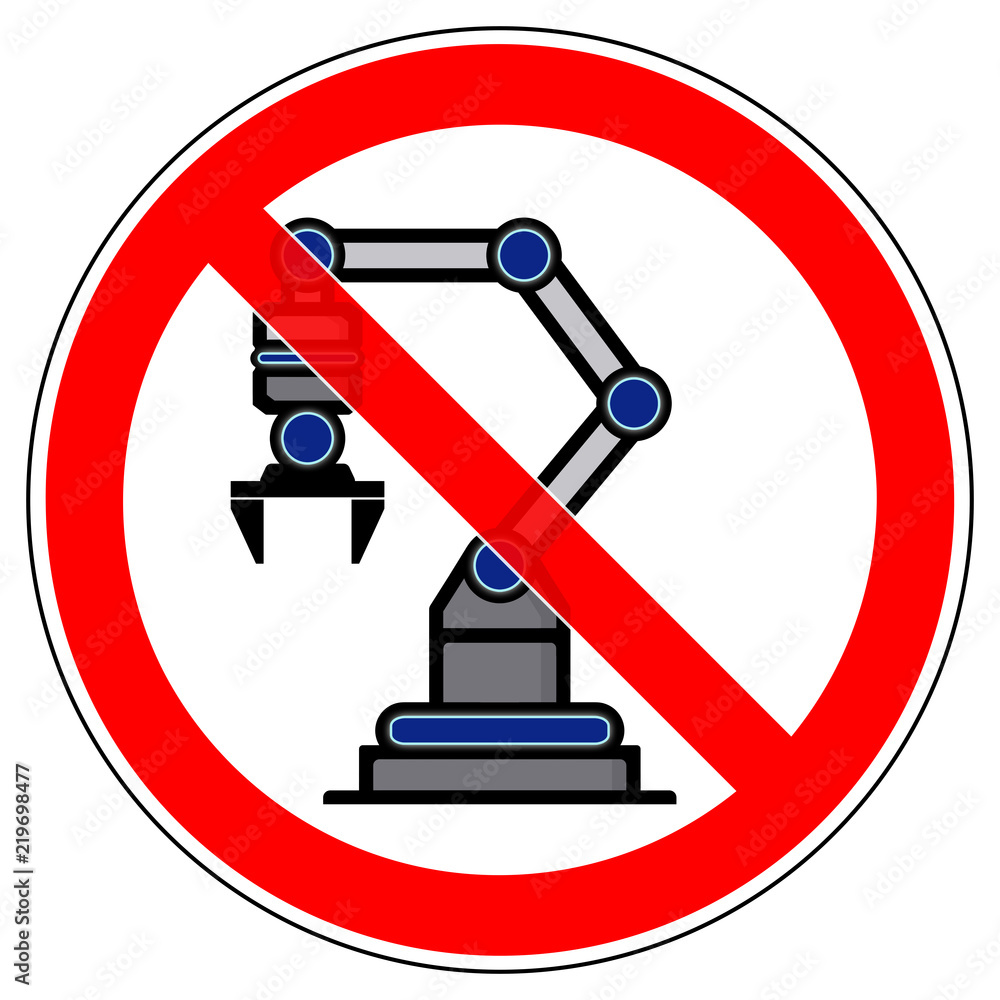 srr439 SignRoundRed - german - Verbotszeichen: Roboter: Robotereinsatz verboten - english - prohibition sign - robots not allowed / prohibited - red xxl g6536 srr439 SignRoundRed - german - Verbotszeichen: Roboter: Robotereinsatz verboten - english - prohibition sign - robots not allowed / prohibited - red xxl g6536