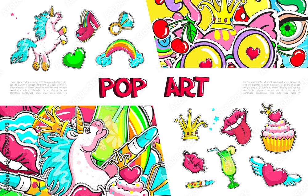 Pop Art Girl Fashion Badges Collection