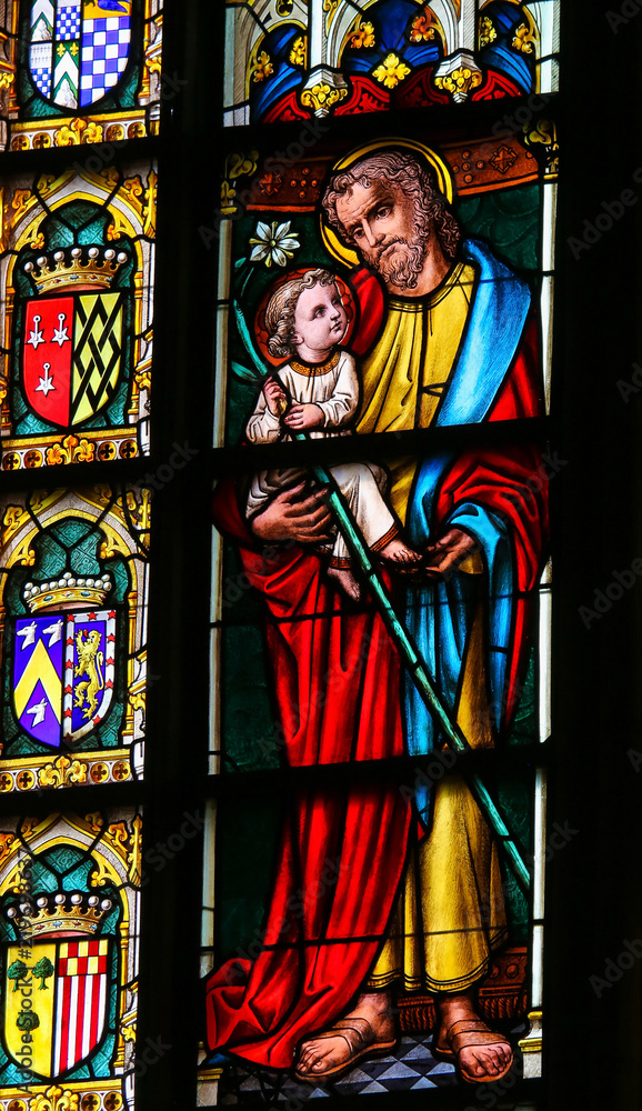 Stained Glass of St Joseph and Jesus