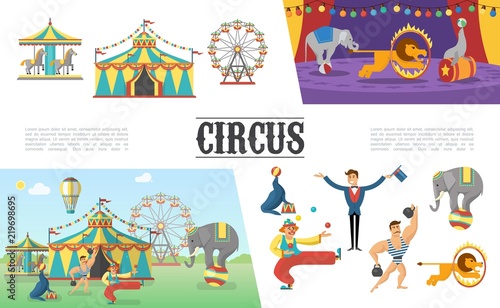 Flat Carnival Circus Elements Set