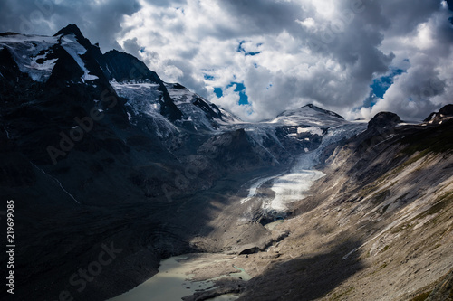 Glacier in the valley below Grossglockner and Johannisberg mountain