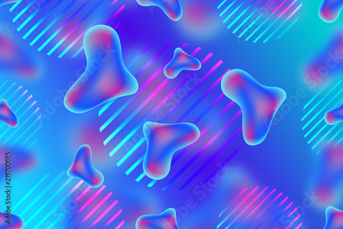 Vector realistic isolated seamless pattern with liquid and lava lamp shapes design background for abstract decoration and covering.