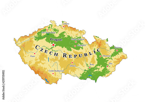 Billede på lærred Czech Republic physical map