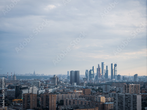 Aerial evening view of Moscow city