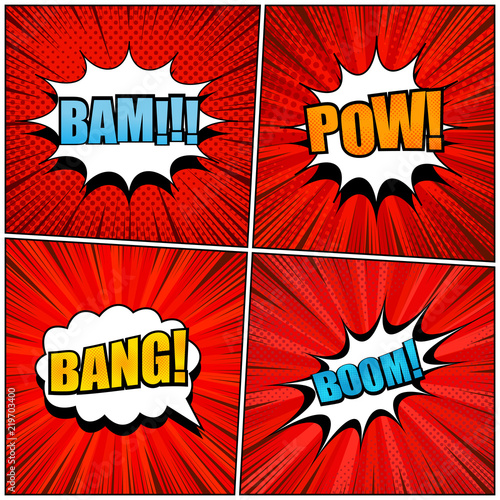 Comic red pages set