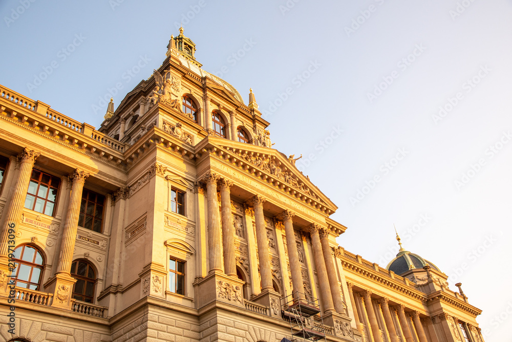 Detailed view of Czech National Museum in Prague, Czech Republic.