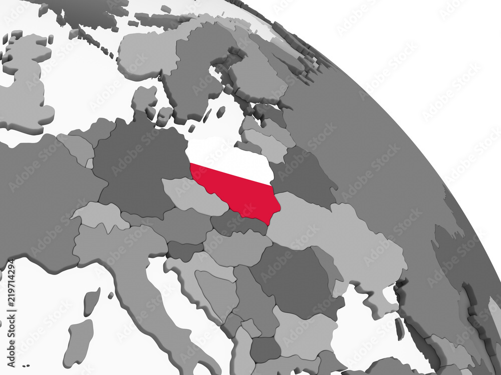 Obraz premium Poland with flag on globe