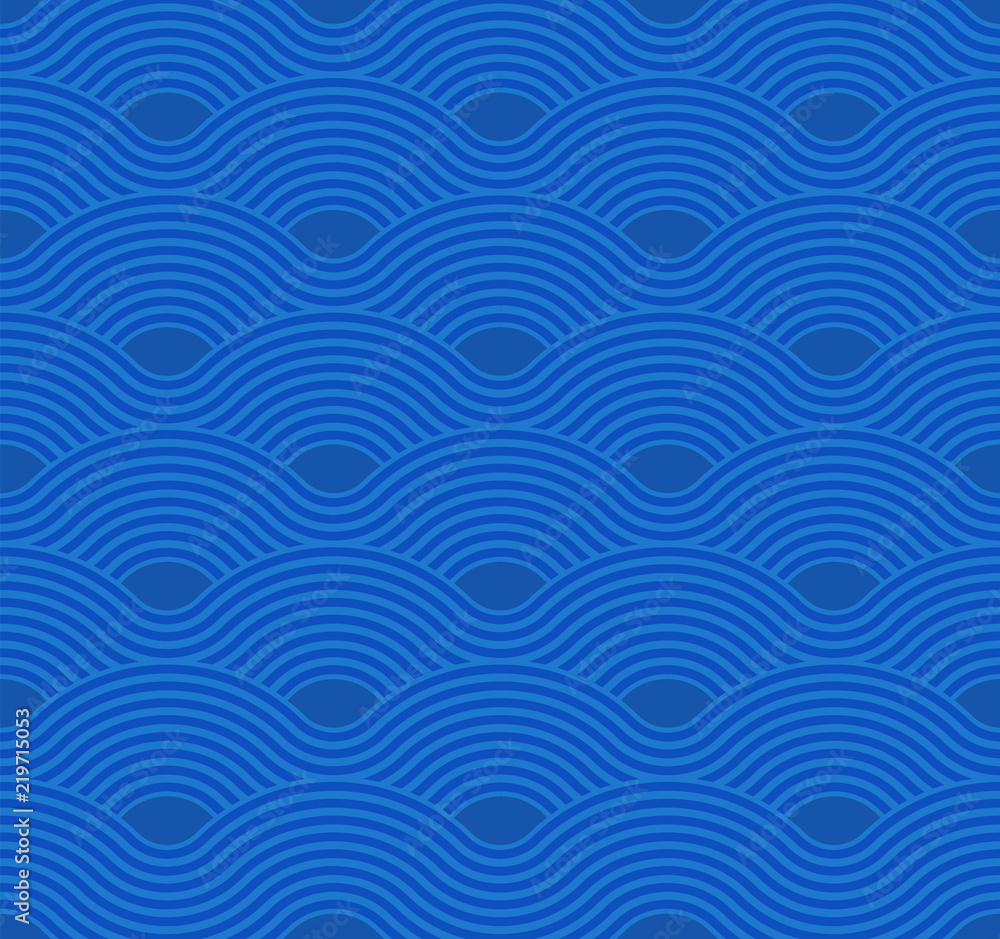 Abstract wave pattern. Blue ripple background. Flat geometric design.