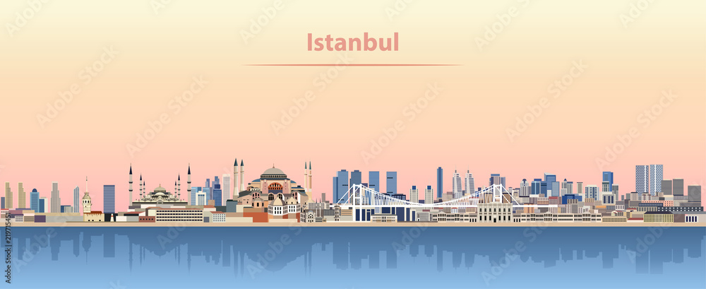Obraz premium Istanbul skyline at sunrise vector illustration