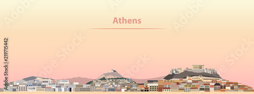 Athens skyline at sunrise vector illustration