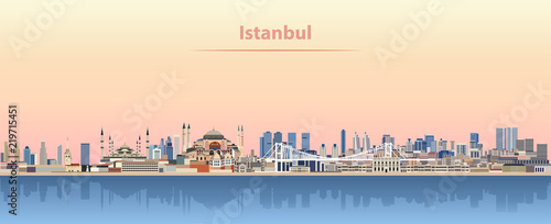Istanbul skyline at sunrise vector illustration