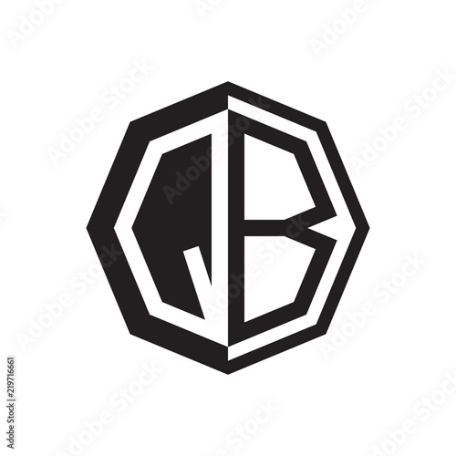 two letter QB octagon negative space logo