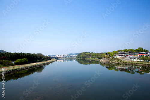 This is Namgang River in front of Jinjuseong Fortress in Korea. © photo_HYANG