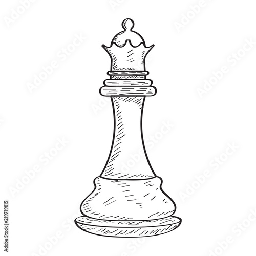 Retro sketch of a queen chess piece