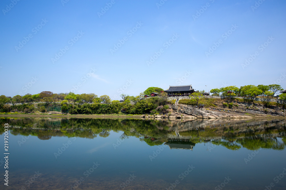 It is Jinjuseong Fortress which is a famous tourist attraction in Korea.