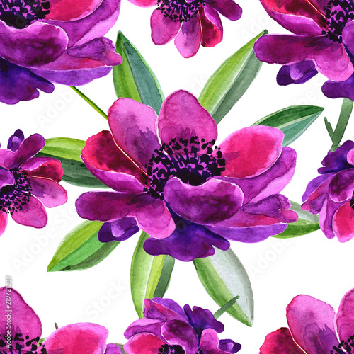 Fototapeta Naklejka Na Ścianę i Meble -  
Beautiful purple flower. The full name of the flower is Anemone. Seamless background.