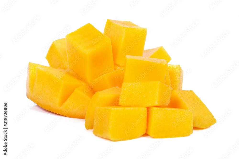 Mango sliced on a white background Mango sliced on a white background