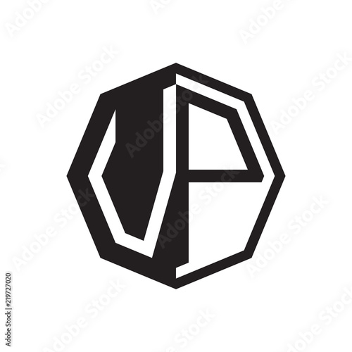 two letter VP octagon negative space logo