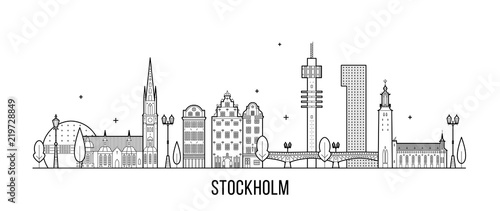 Stockholm skyline Sweden vector big city buildings