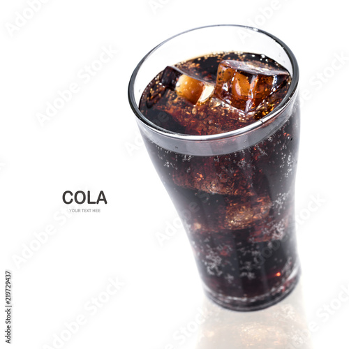 Cola with ice isolate on white background.