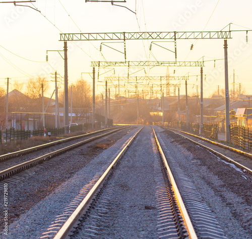 the railway at sunset
