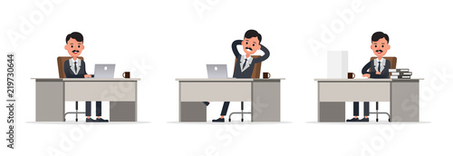 Businessman doing different gestures. Character vector design. no19 photo