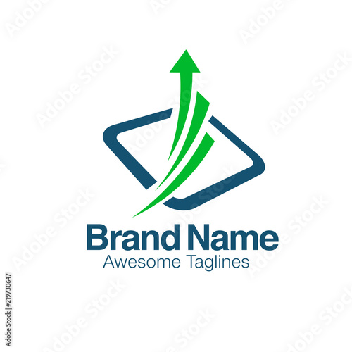 creative financial market logo. marketing exchange with  arrow up statistic symbol