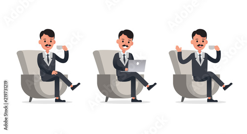 Businessman doing different gestures. Character vector design. no33 © yindee