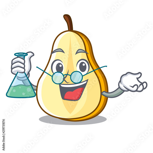 Professor slice of ripe green pear character