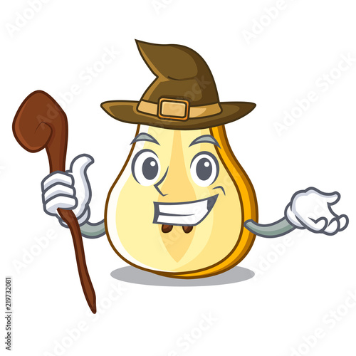 Witch half of pear isolated on cartoon