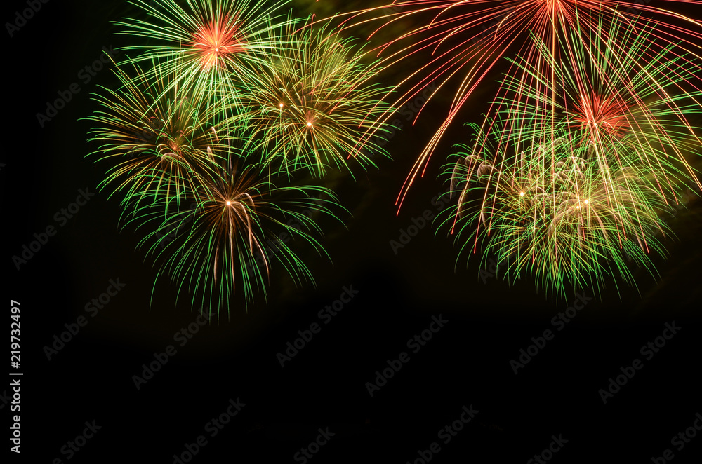 Fototapeta premium Colorful fireworks celebration and the night sky background.