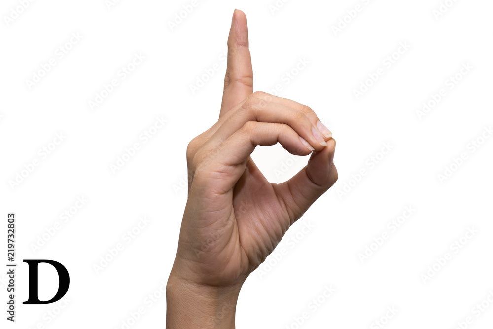 Finger Spelling the Alphabet in American Sign Language (ASL). Letter D