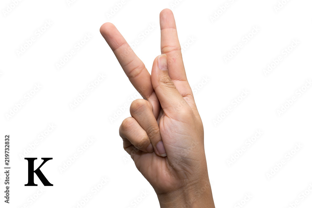 Finger Spelling the Alphabet in American Sign Language (ASL). Letter K