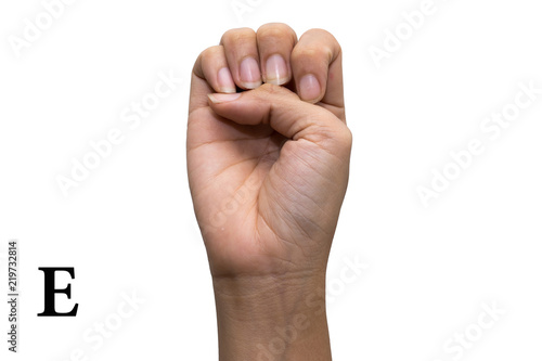 Finger Spelling the Alphabet in American Sign Language (ASL). Letter E