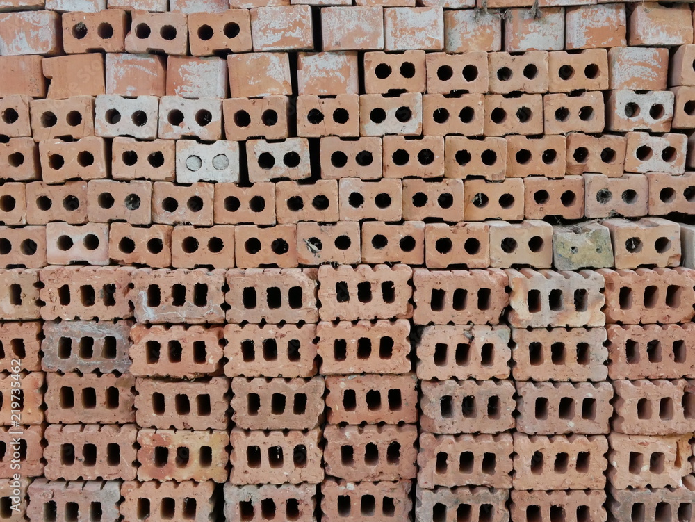 Clay bricks used in house construction