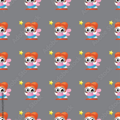 Vector seamless pattern with fairies. Cute backdrop for textiles and any other design for children.