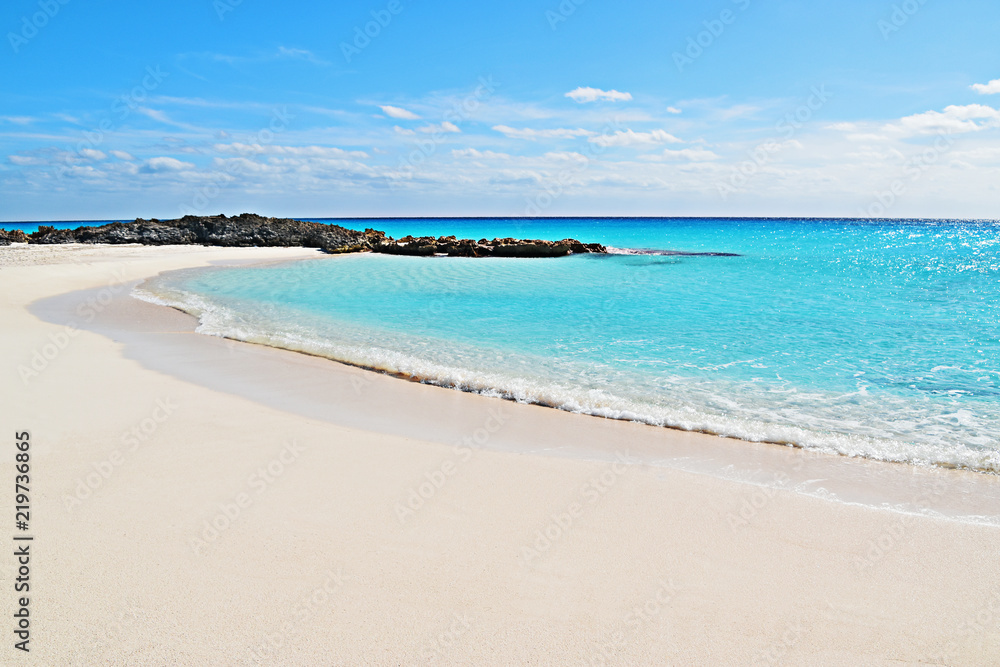 Cuban beach. Idyllic beach with crystal clear water located in Cayo largo del Sur, Cuba.