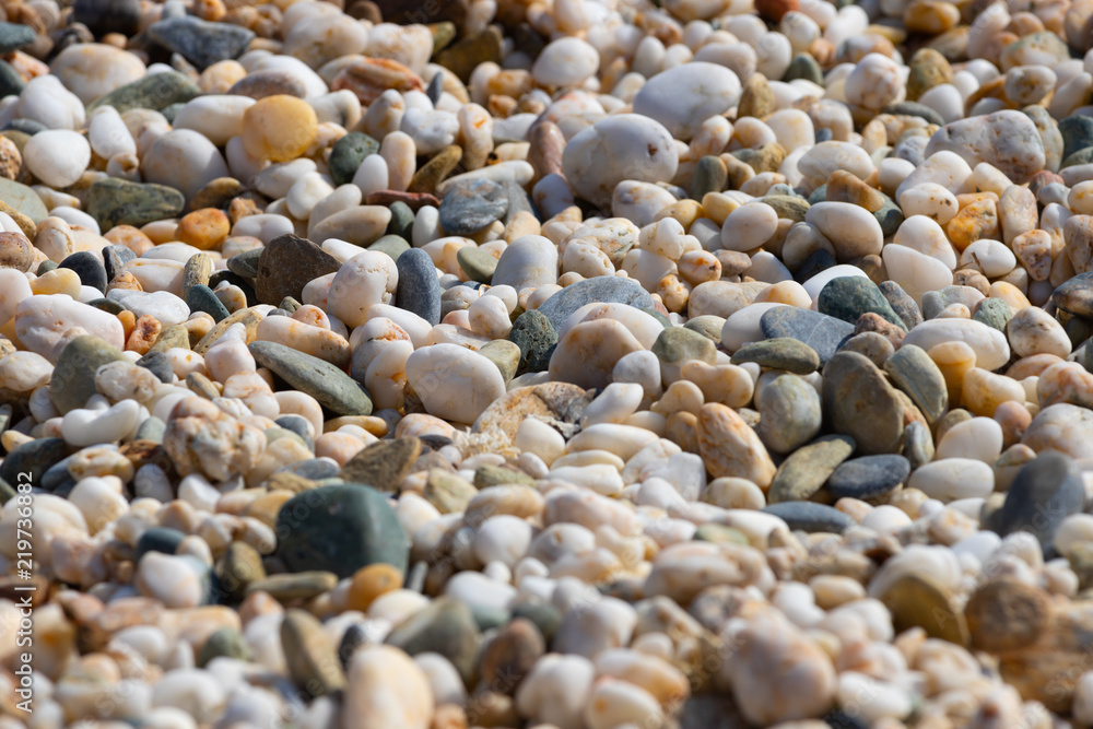 Pebbles on a beach in Maronia, Rodopi, Greece