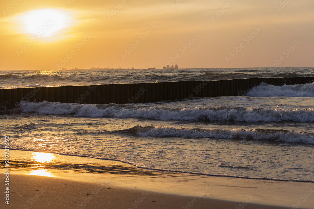 Beautiful Cloudy landscape over the sea, sunset.